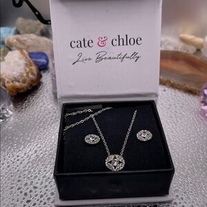 Cate & Chloe Silver Necklace and Earring Set